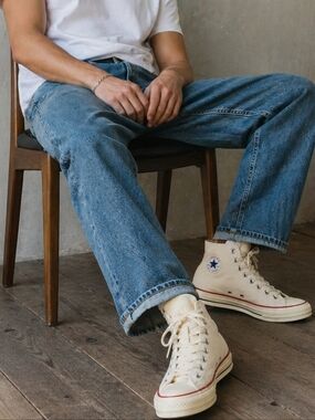 Converse All Star High Top Sneakers - Cream with Red Trim